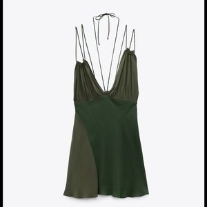 Zara Asymmetrical Strappy Dress (Olive Green) - new with tags